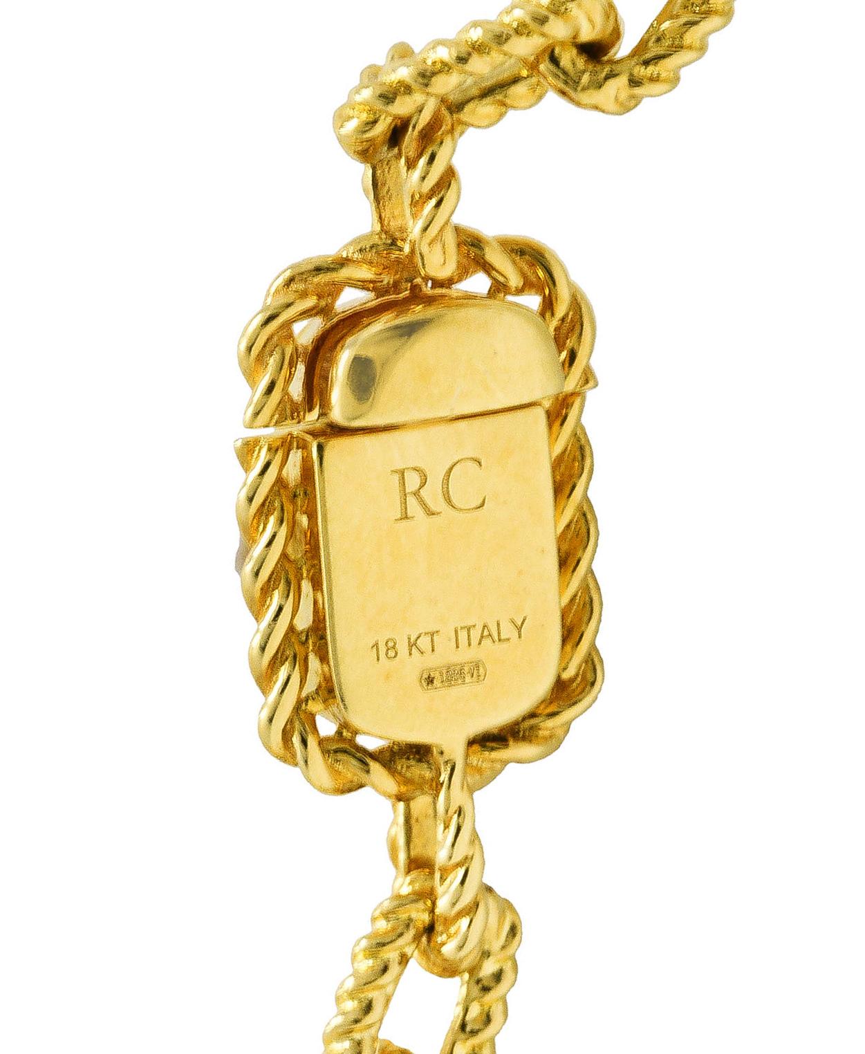 Brilliant Cut Roberto Coin Vintage Diamond Two-Tone 18 Karat Gold Twisted Rope Chain Necklace
