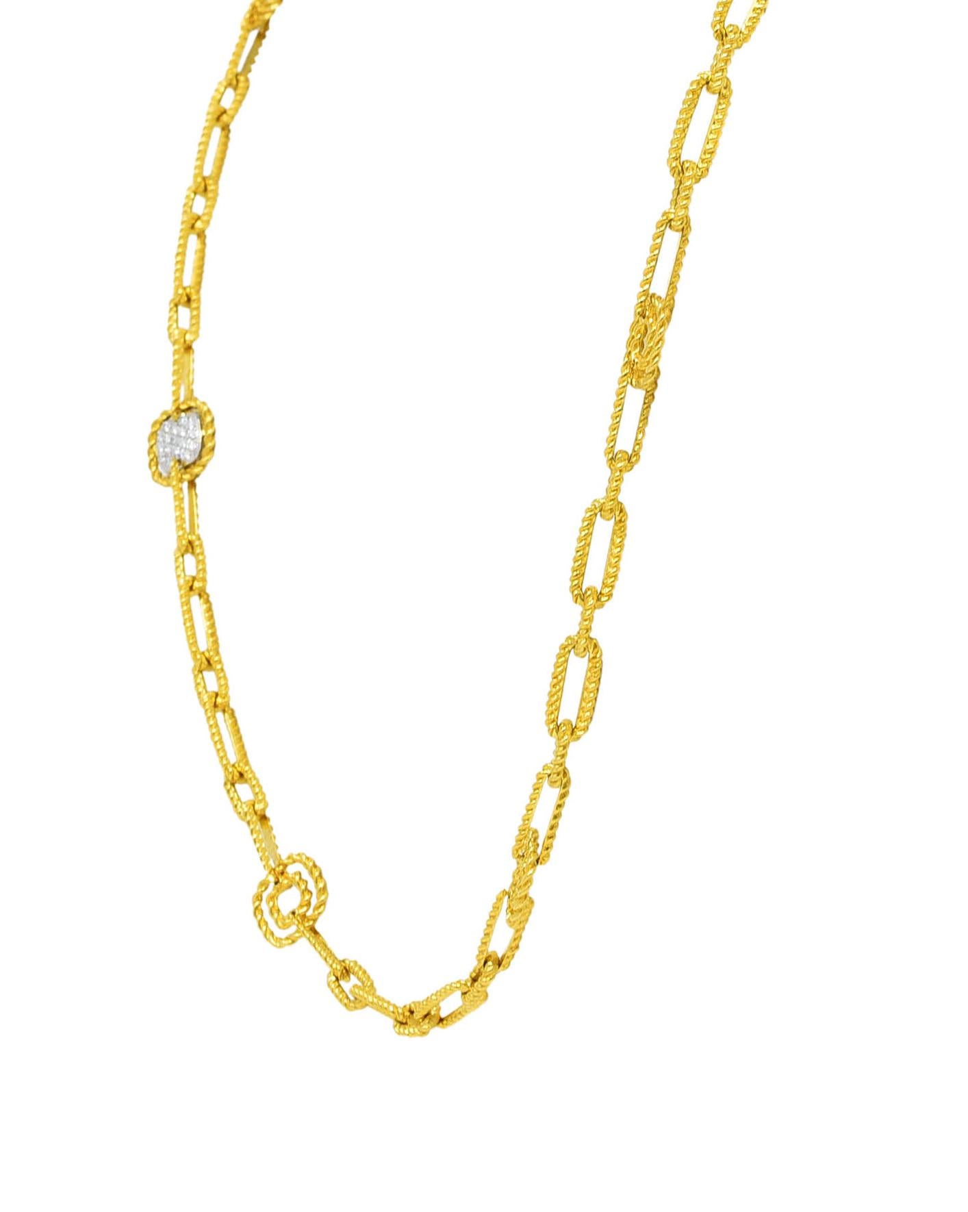 Roberto Coin Vintage Diamond Two-Tone 18 Karat Gold Twisted Rope Chain Necklace 2