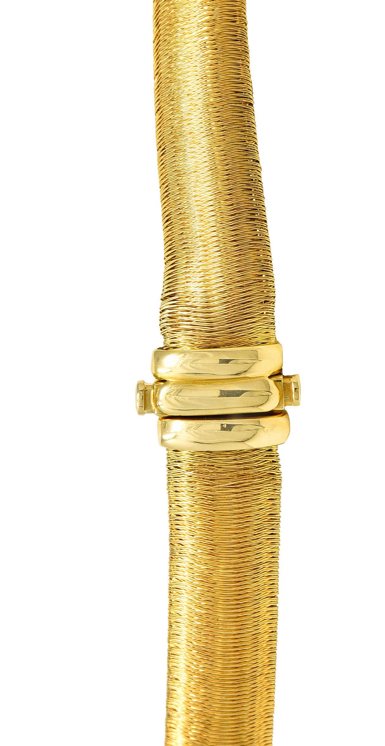 Women's or Men's Roberto Coin Vintage Italian 18 Karat Yellow Gold Woven Collar Necklace