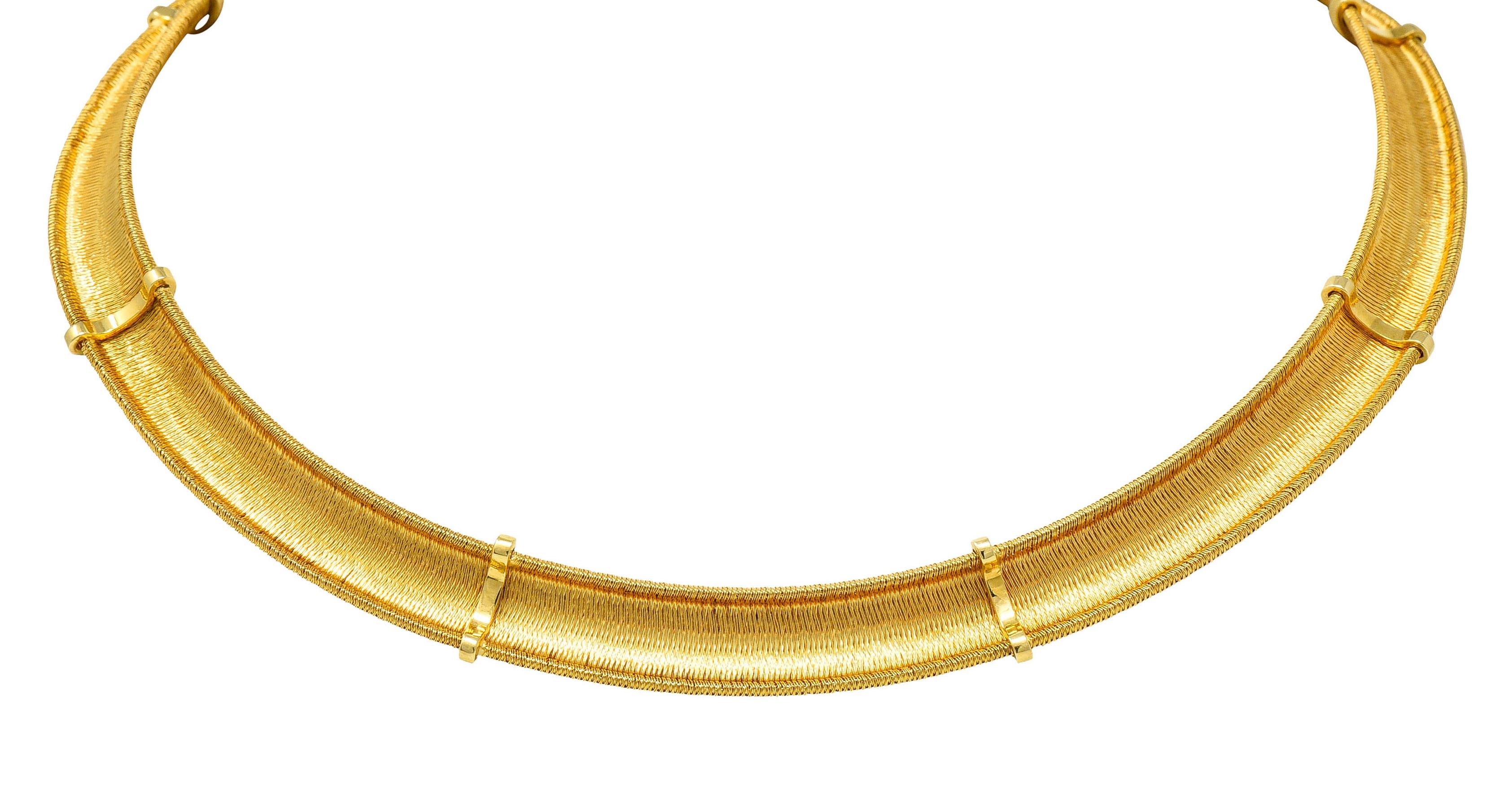Roberto Coin Vintage Italian 18 Karat Yellow Gold Woven Collar Necklace 2