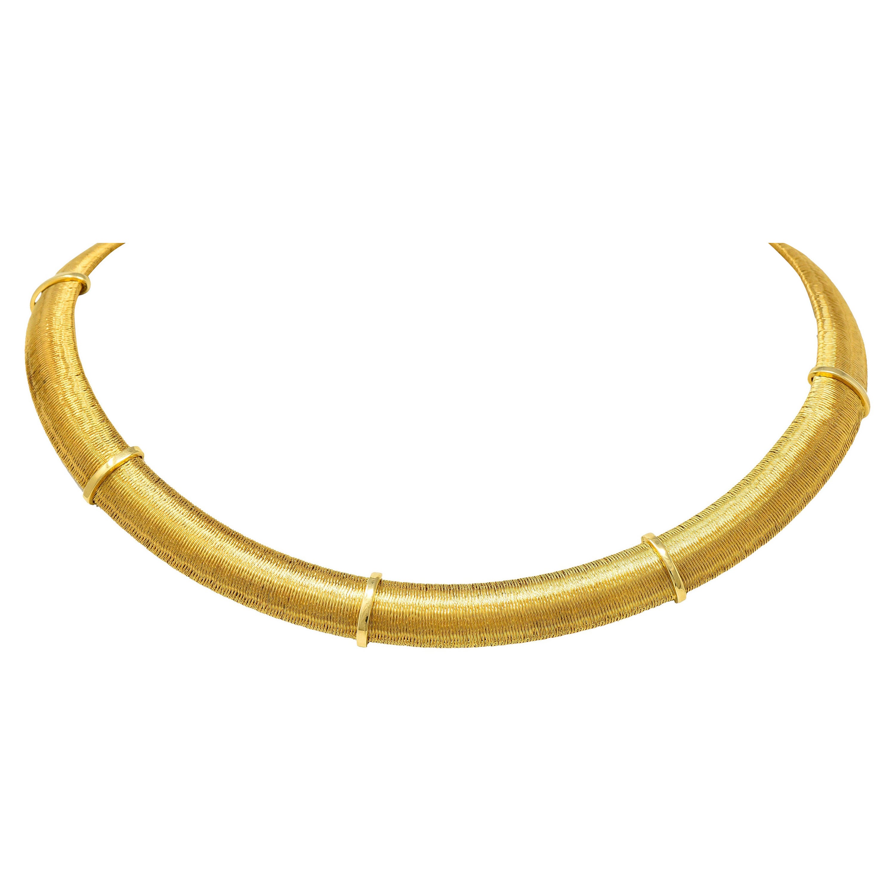 Roberto Coin Vintage Italian 18 Karat Yellow Gold Woven Collar Necklace