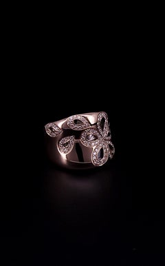 Roberto Coin Vintage Metallic Fantasia Diamond Daisy 18k Rose Gold Band Ring