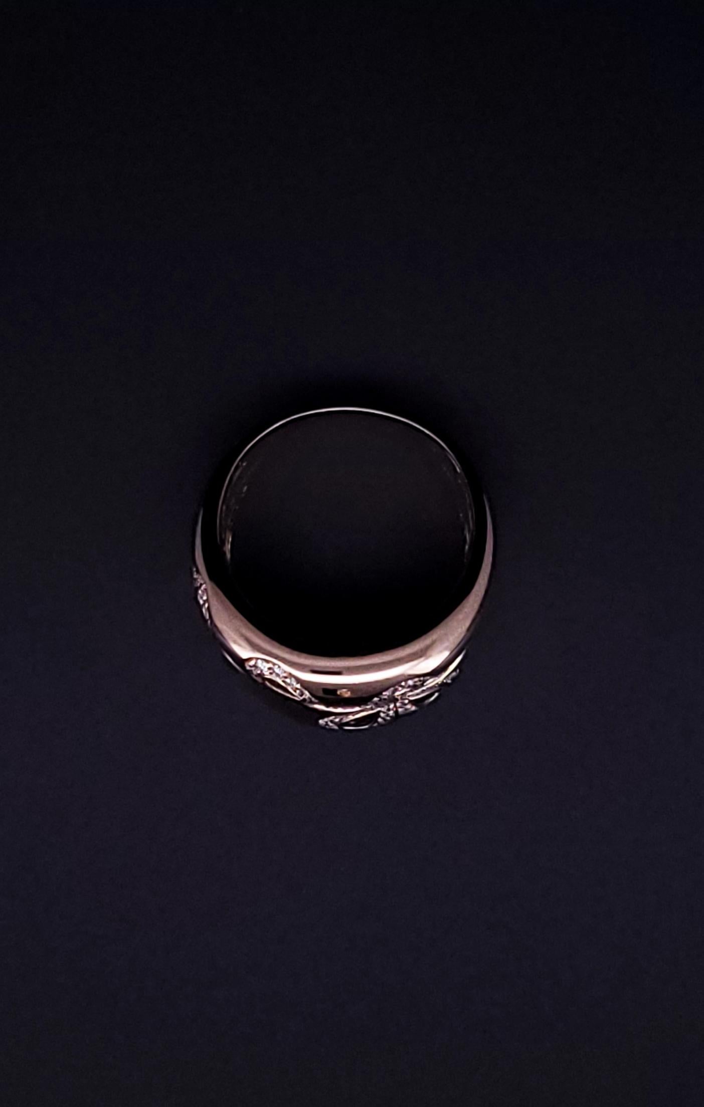 Roberto Coin Anillo de oro rosa de 18 quilates con banda metálica vintage Fantasia Diamond Daisy en venta 4