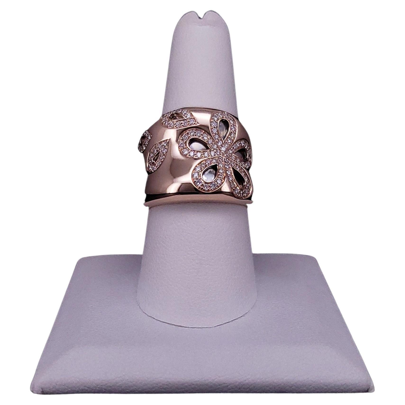 Roberto Coin Vintage Metallic Fantasia Diamond Daisy 18k Rose Gold Band Ring