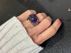 Roberto Coin Vulcano Anello in oro bianco 18Kt Ametista e Zaffiri