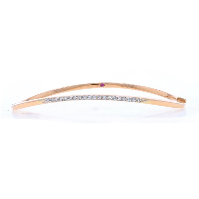 Roberto Coin Wave Bangle Curved Diamond Bracelet 6 3/4" Rose Gold 18k Rd .20ctw