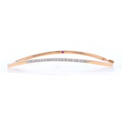 Roberto Coin Wave Bangle Curved Diamond Bracelet 6 3/4" Rose Gold 18k Rd .20ctw