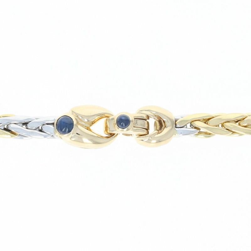 Roberto Coin Wheat Chain Necklace, 18k Yellow and White Gold Sapphire Cabochons In Excellent Condition In Greensboro, NC