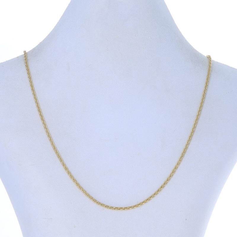 Brand: Roberto Coin

Metal Content: 18k Yellow Gold

Chain Style: Wheat
Necklace Style: Chain
Fastening Type: Spring Ring Clasp

Measurements

Length: 23 3/4