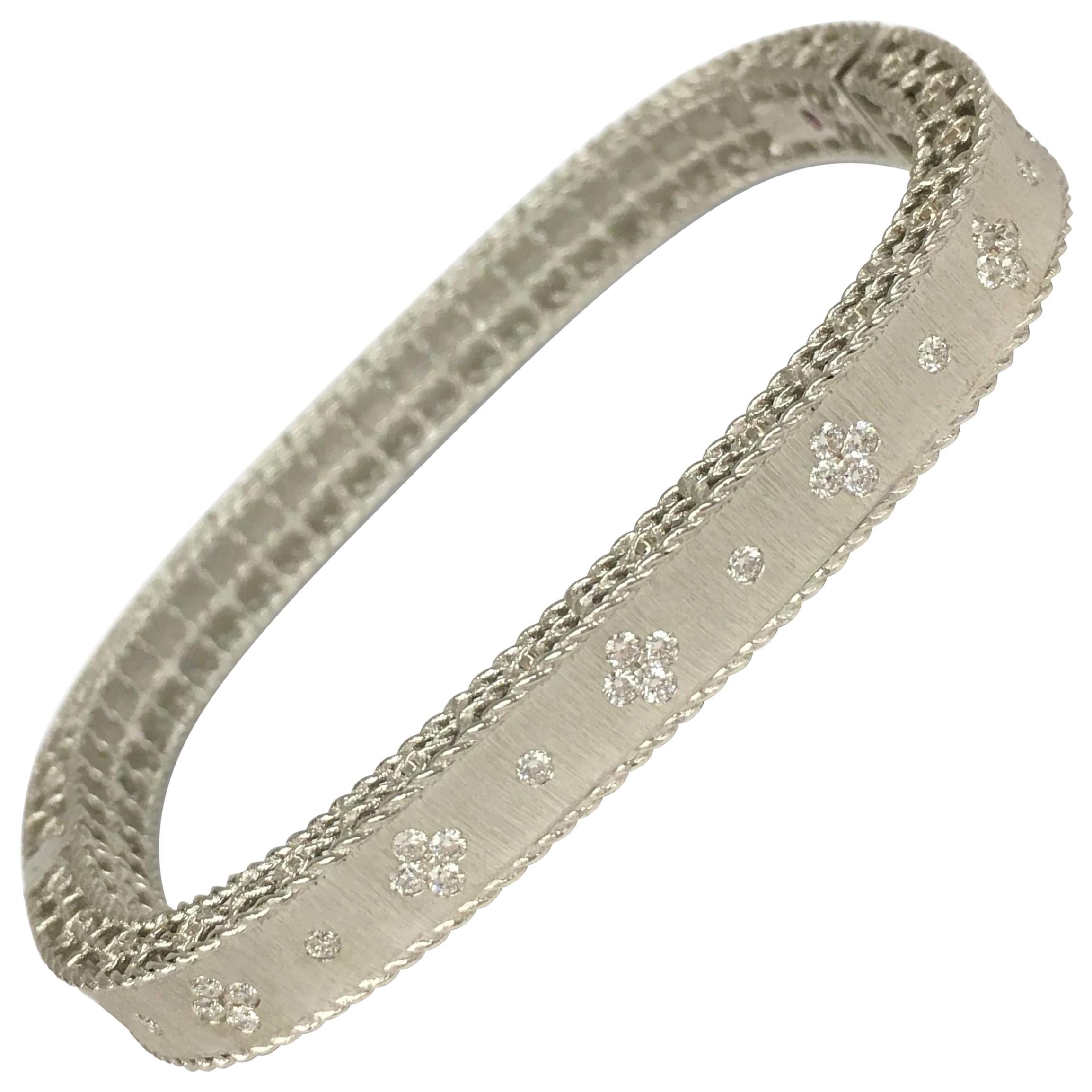 Roberto Coin White Gold Bracelet with Fleur-de-Lis Diamonds