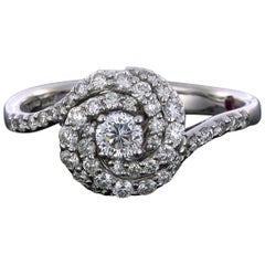 Roberto Coin White Gold Colorless Diamond Cento Twisted Halo Engagement Ring