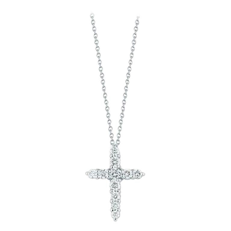 Pendentif croix en or blanc Roberto Coin avec diamants 001857AWCHX0