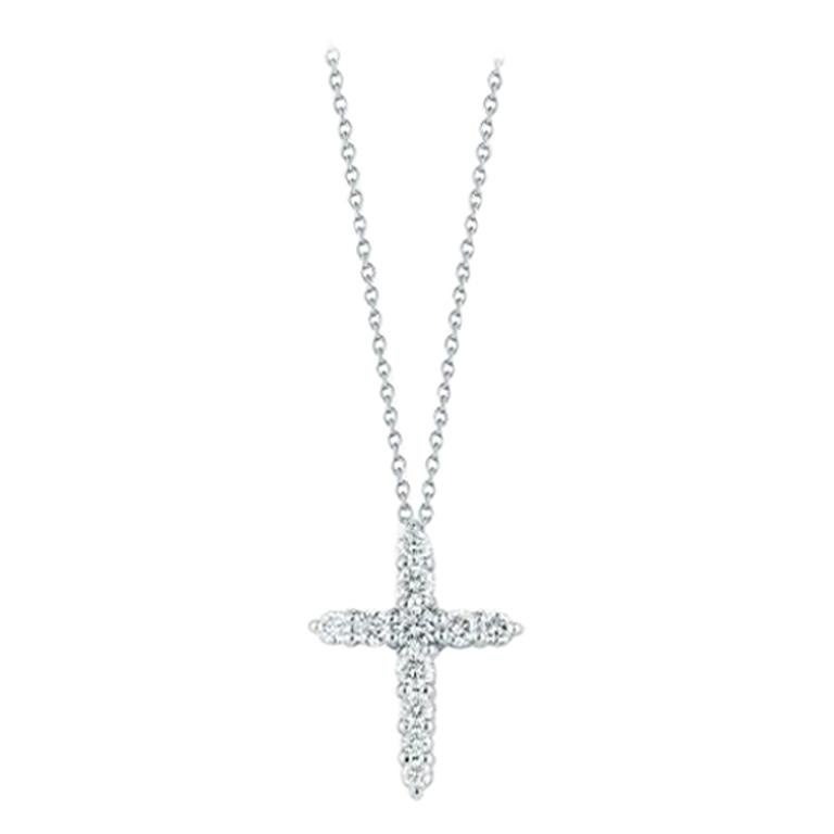 Roberto Münze Weißgold Kreuz Anhänger mit Diamanten 001857AWCHX0 im Angebot