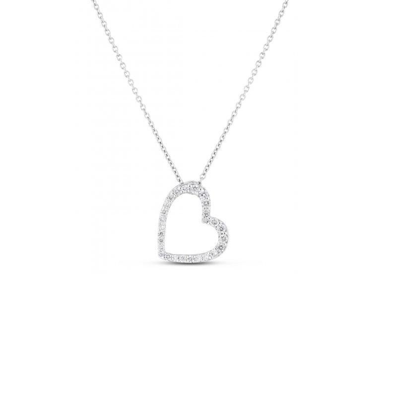 Round Cut Roberto Coin White Gold Diamond Heart Necklace 000141AWCHX0
