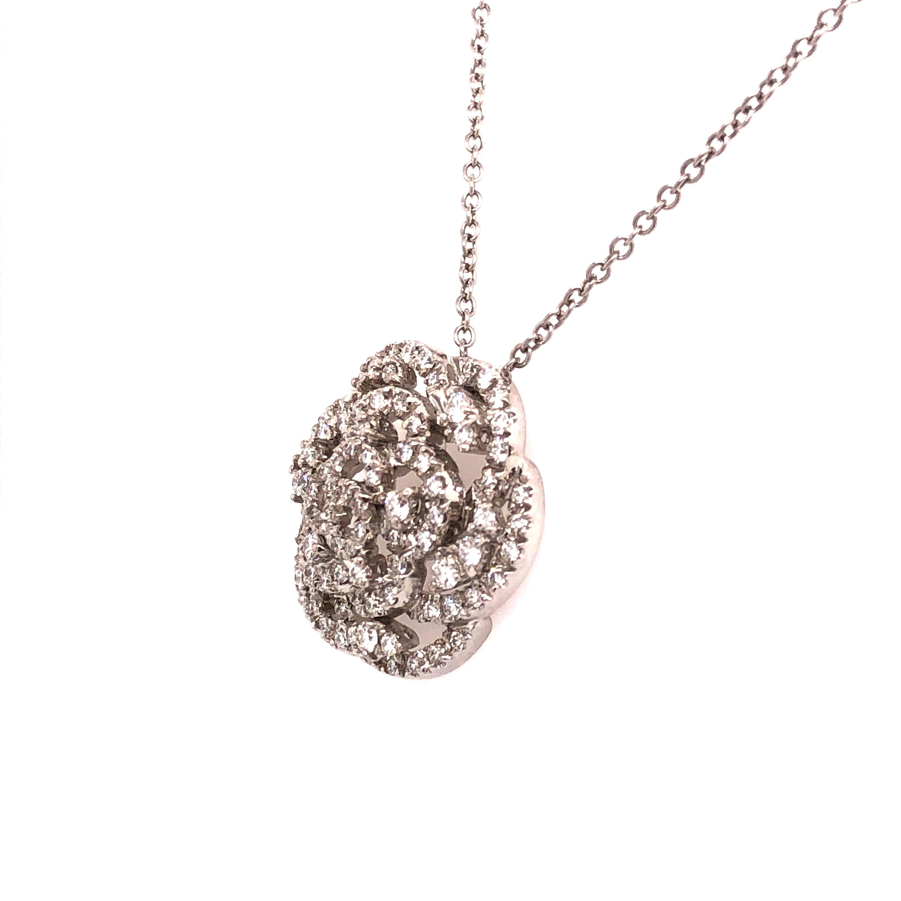 Round Cut Roberto Coin White Gold Diamond Pendant