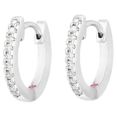 Roberto Coin White Gold Extra Small Diamond Hoop Earring 002026AWERX0 For Sale