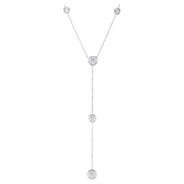 Roberto Coin White Gold Five Station Diamond ‘Y’ Necklace 5300014AWCHX0 For Sale