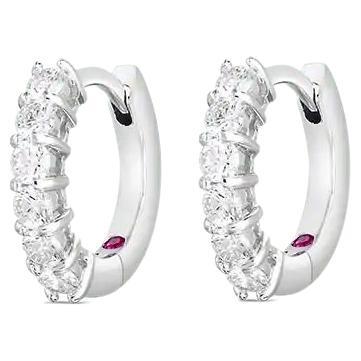Roberto Coin White Gold Huggy Earring with Diamonds 001897AWERX0 For Sale