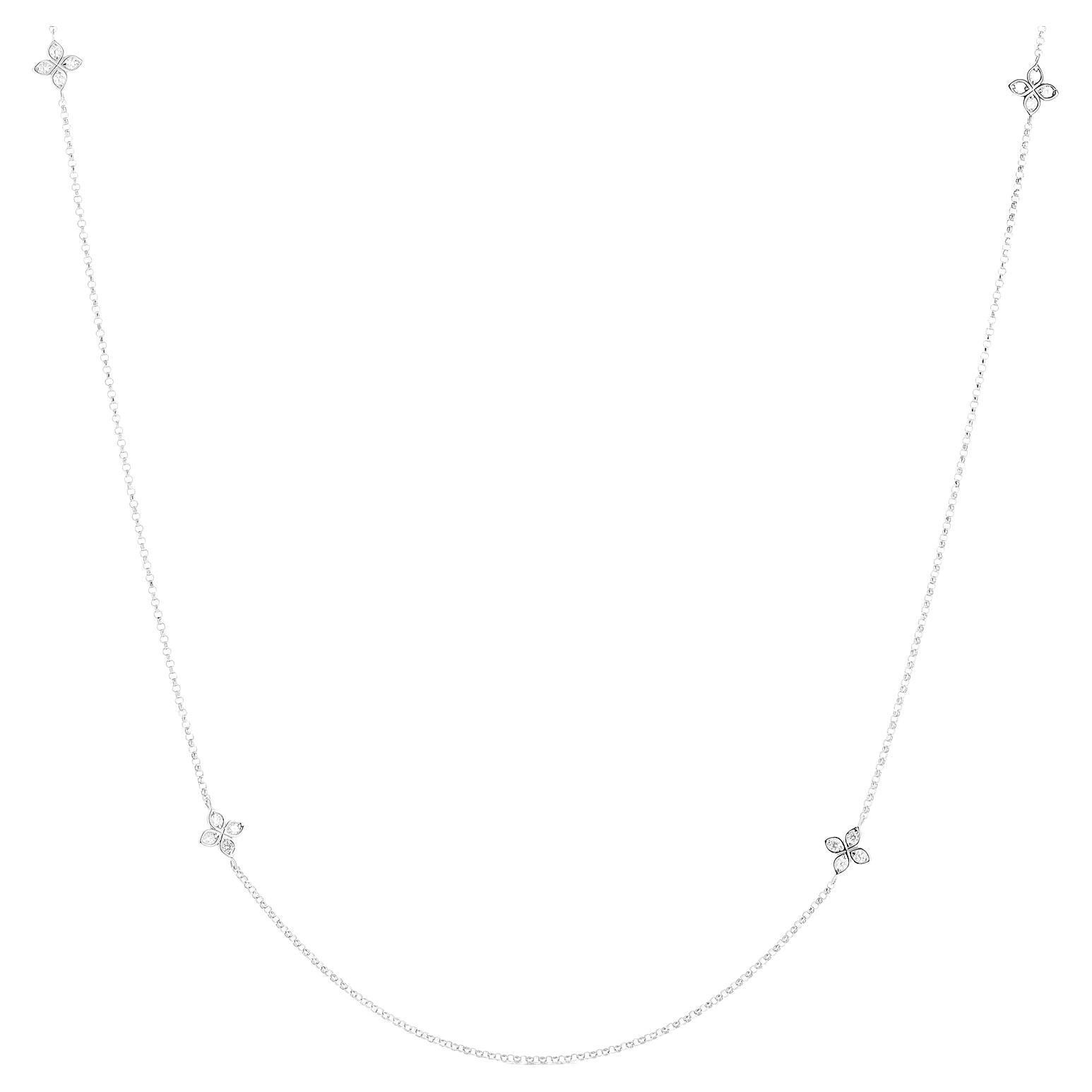 Roberto Coin White Gold Love By The Inch 4 Station Flower Necklace 7773318AW23X For Sale