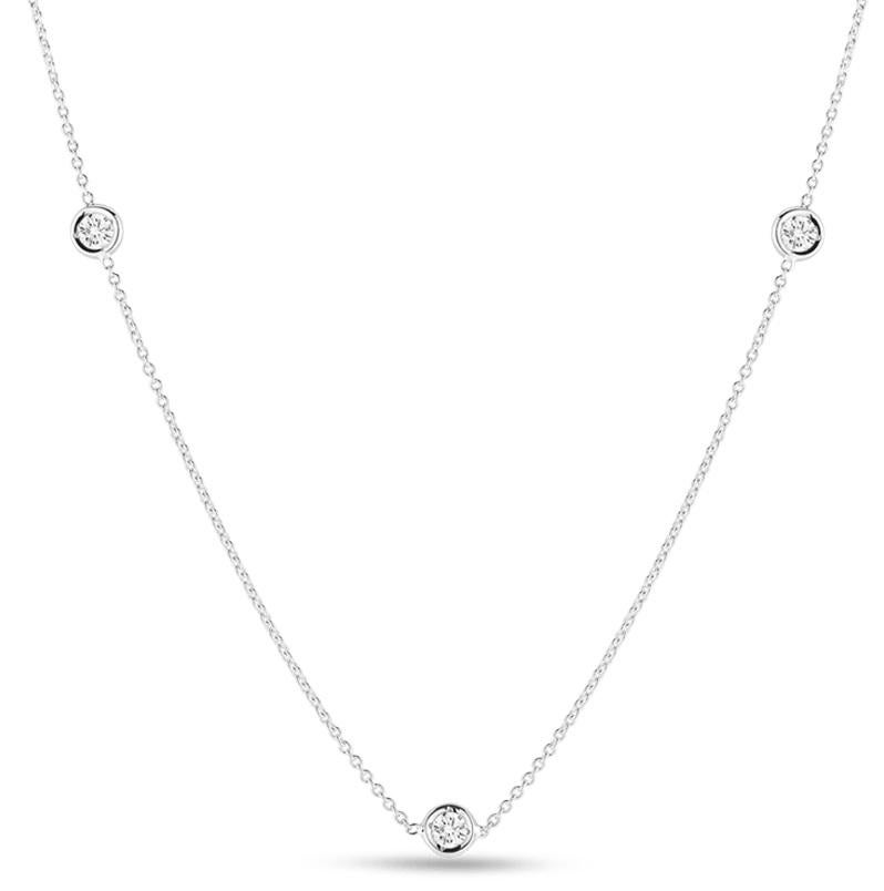 Roberto Coin Necklace with 5 Diamond stations
18kt White Gold 
Approx. .25 total carat weight
16
