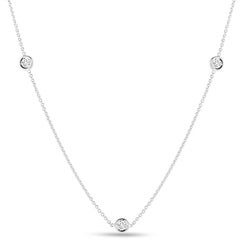 Roberto Coin White Gold Necklace with 5 Diamond Station 001316AWCHD0