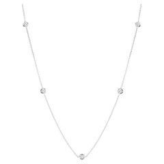 Roberto Coin White Gold Necklace with 5 Diamond Station 001316AWCHD0