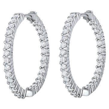 Roberto Coin White Gold Small Inside Outside Diamonds Hoop Earring 001613AWERX0 For Sale