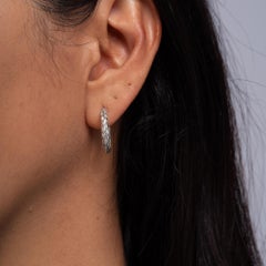 Roberto Coin Woven Silk 18k White Gold Hoop Earrings