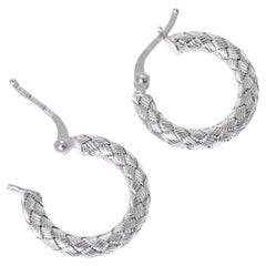 Roberto Coin Woven Silk 18k White Gold Hoop Earrings
