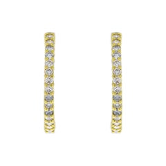 Roberto Coin Yellow Gold 1.53ct Diamond Inside-Out Hoop Earrings