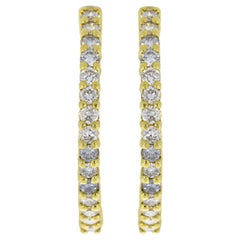 Roberto Coin Yellow Gold 1.53 Carat Round Cut Ruby and Diamond Hoop Earrings