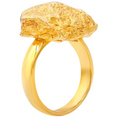 Roberto Coin Yellow Gold 18 Karat Textured Nugget Ring