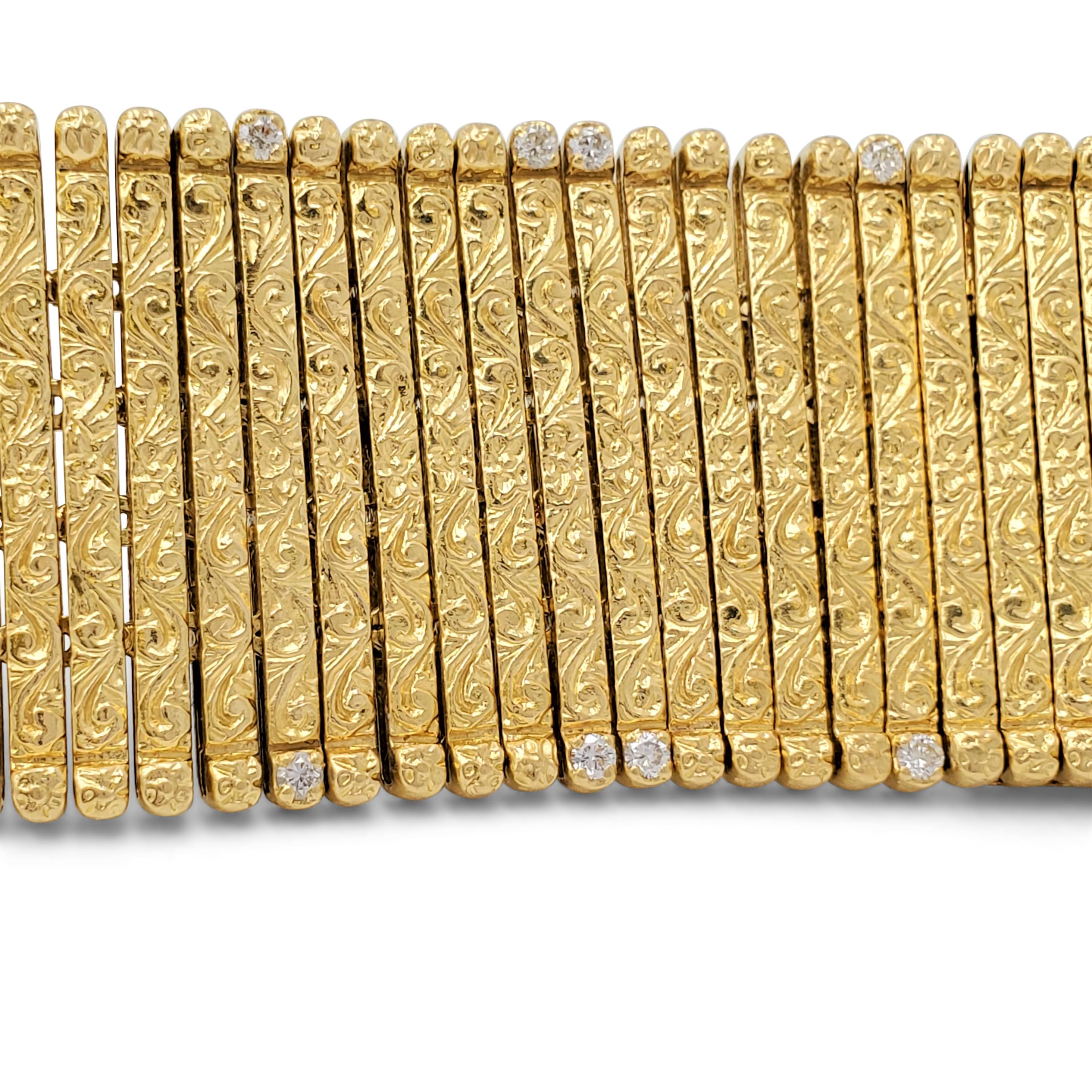 Roberto Coin Yellow Gold and Diamond Flexible Bracelet In Excellent Condition In New York, NY