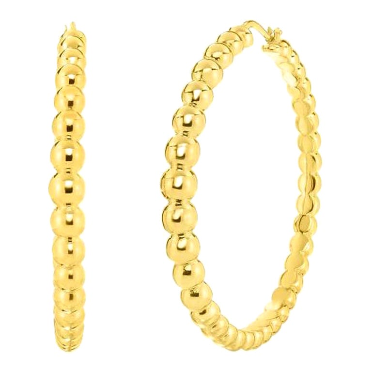 Roberto Coin Yellow Gold Bead Hoop Earring 6740584AYER0