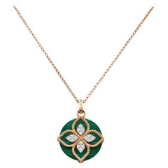 Roberto Coin Yellow Gold, Diamond and Malachite Pendant Necklace