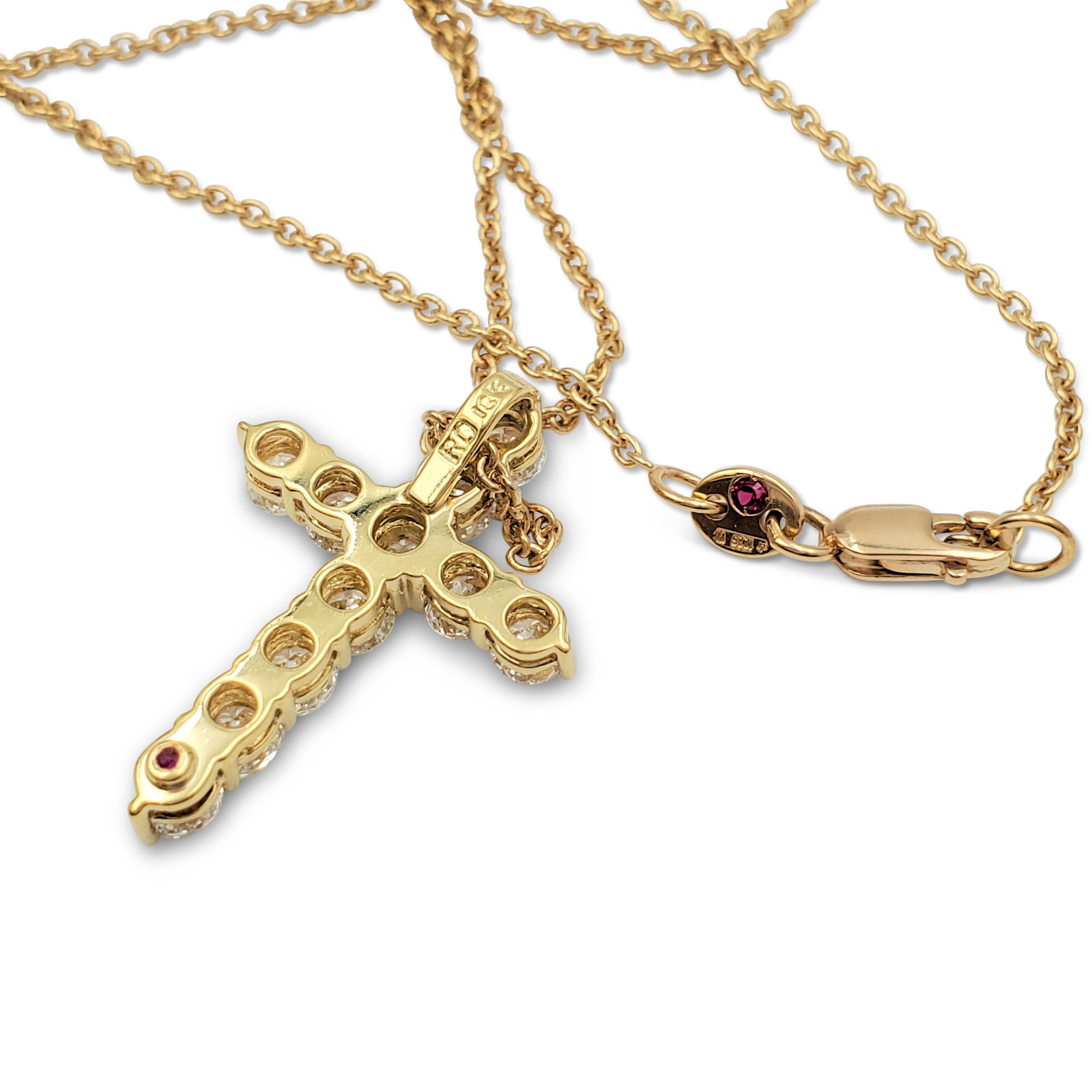 Roberto Coin Yellow Gold Diamond Cross Pendant Necklace 1