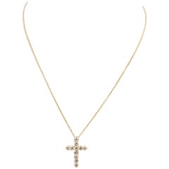 Roberto Coin Yellow Gold Diamond Cross Pendant Necklace