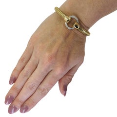 Roberto Coin Yellow Gold & Diamond Primavera Flexible Bangle Bracelet