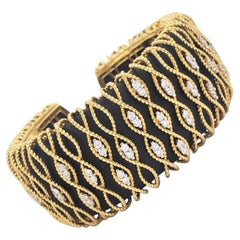 Roberto Coin, Yellow Gold, Diamonds, Wood Cuff Bracelet