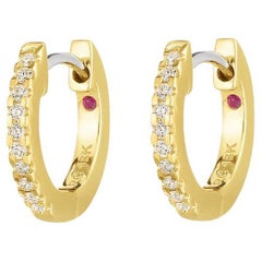 Roberto Coin Yellow Gold Extra Small Diamond Hoop Earring 002026AYERX0