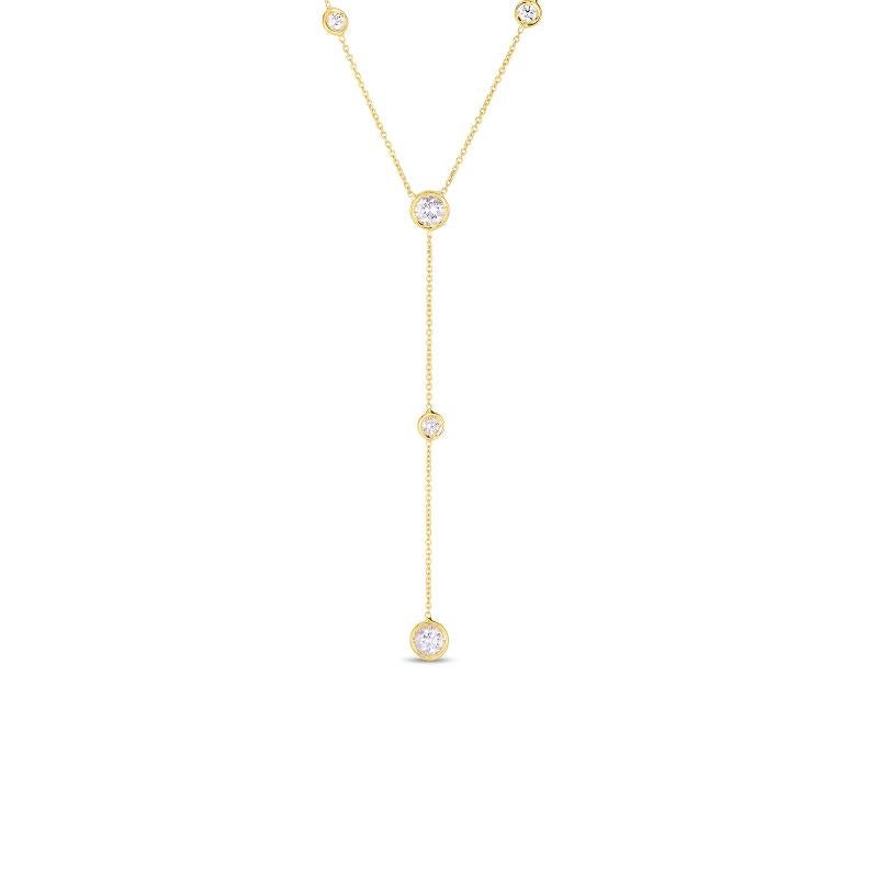 Collier en or jaune Roberto Coin à cinq stations de diamants en forme de Y 5300014AYCHX0 Neuf - En vente à Wilmington, DE