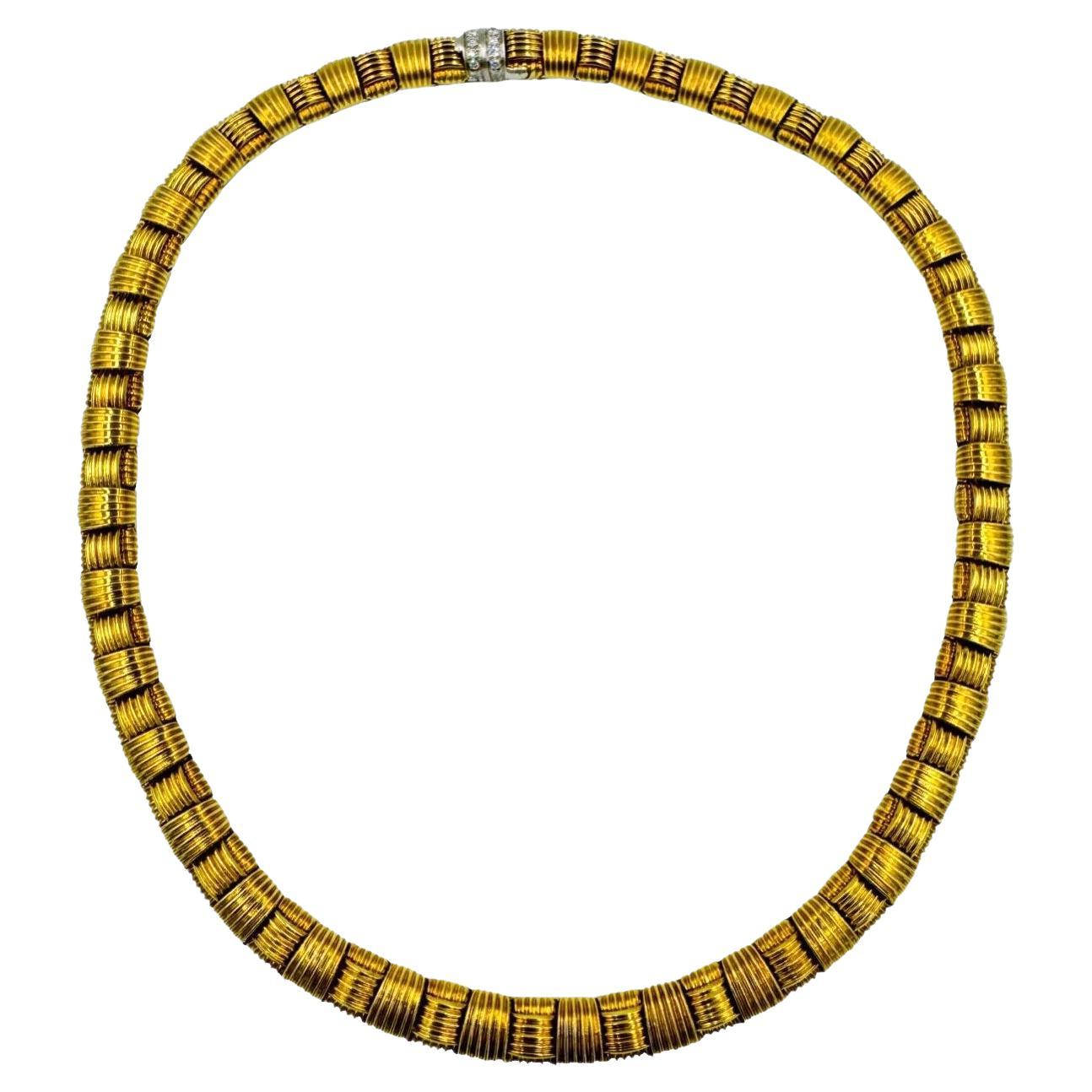Roberto Coin Yellow Gold Fluted Necklace