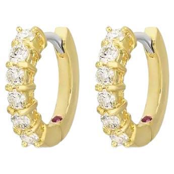 Roberto Coin Yellow Gold Huggy Earring with Diamonds 001897AYERX0 For Sale