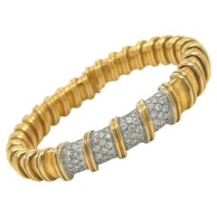 Roberto Coin Yellow Gold Nabucco 2.08cts Diamond Flex Bangle Bracelet
