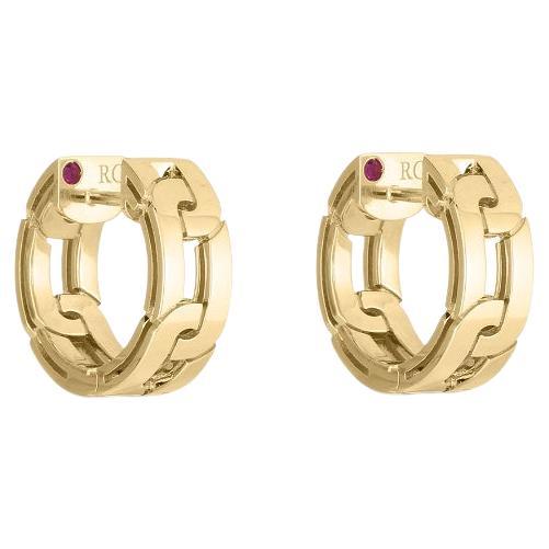 Roberto Coin Yellow Gold Navarra Small Hoop Earring 8883149AYER0 For Sale