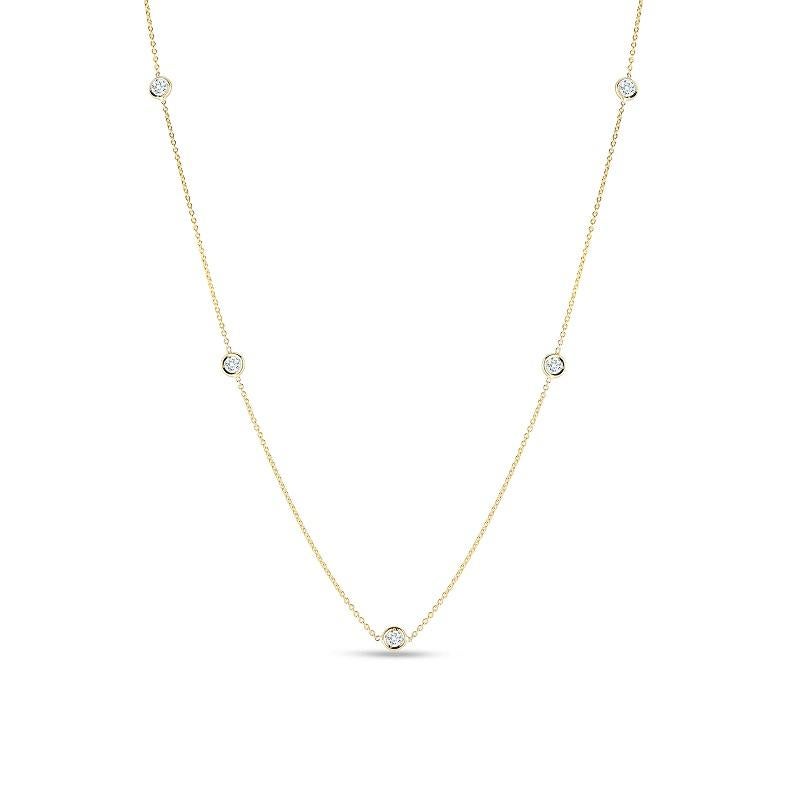 Taille ronde Roberto Coin Collier en or jaune avec 5 diamants Station 001316AYCHD0 en vente