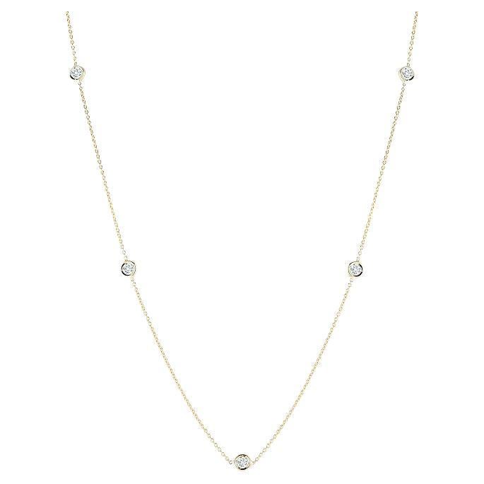 Roberto Coin Yellow Gold Necklace with 5 Diamond Station 001316AYCHD0