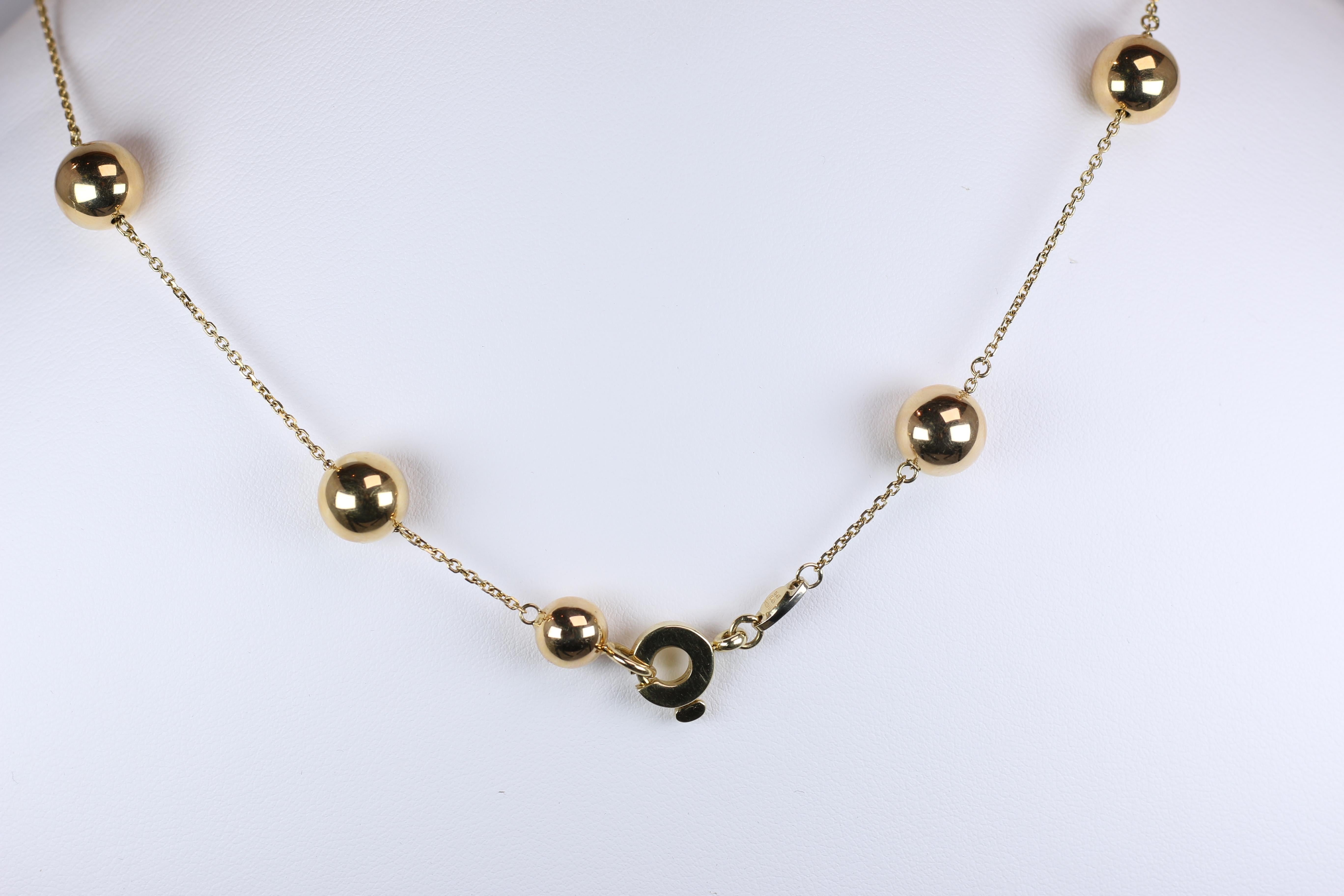 Modern Roberto Coin Yellow Gold Necklace with Gold Balls For Sale
