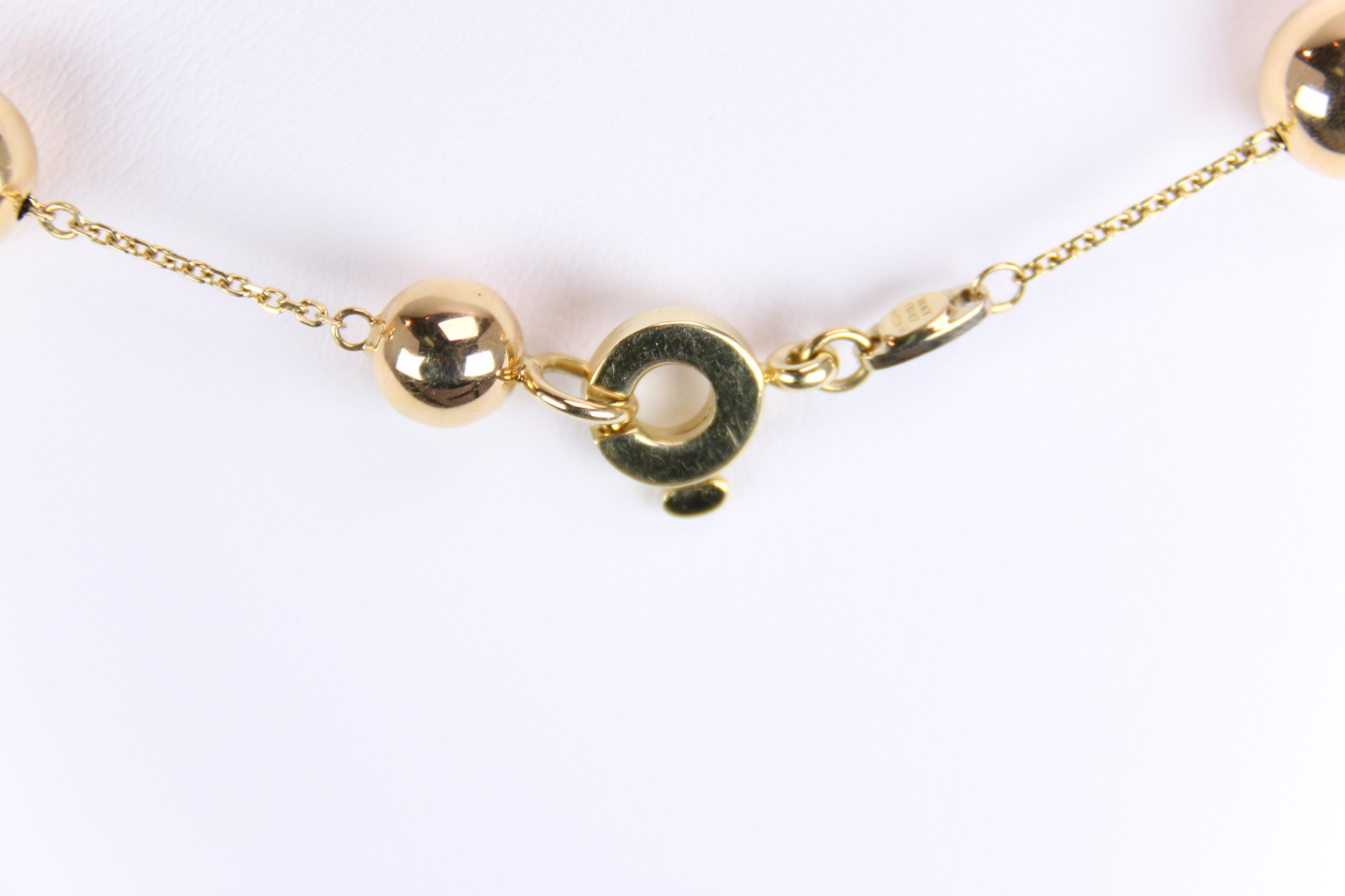 Round Cut Roberto Coin Yellow Gold Necklace with Gold Balls For Sale