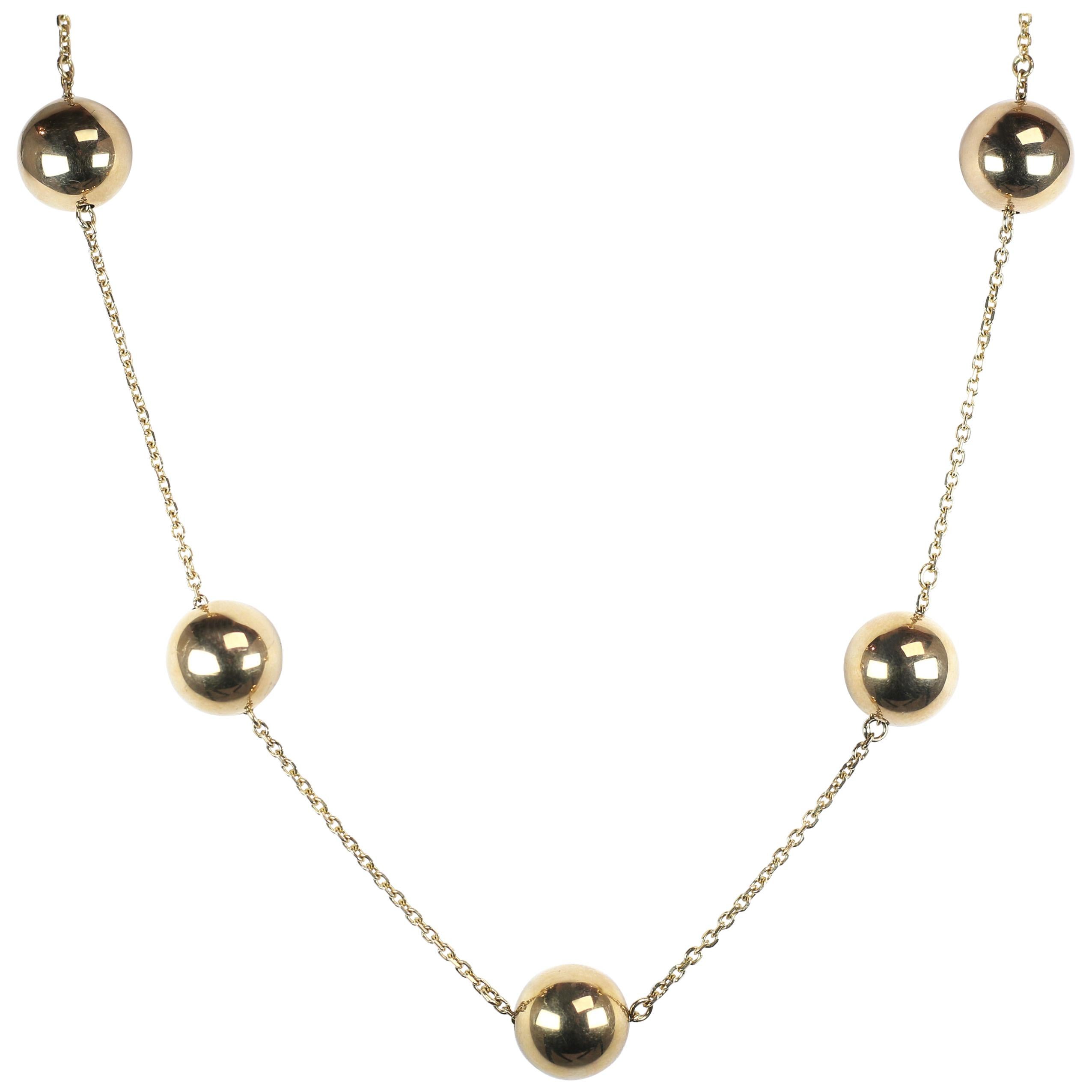 Roberto Coin Yellow Gold Necklace with Gold Balls For Sale